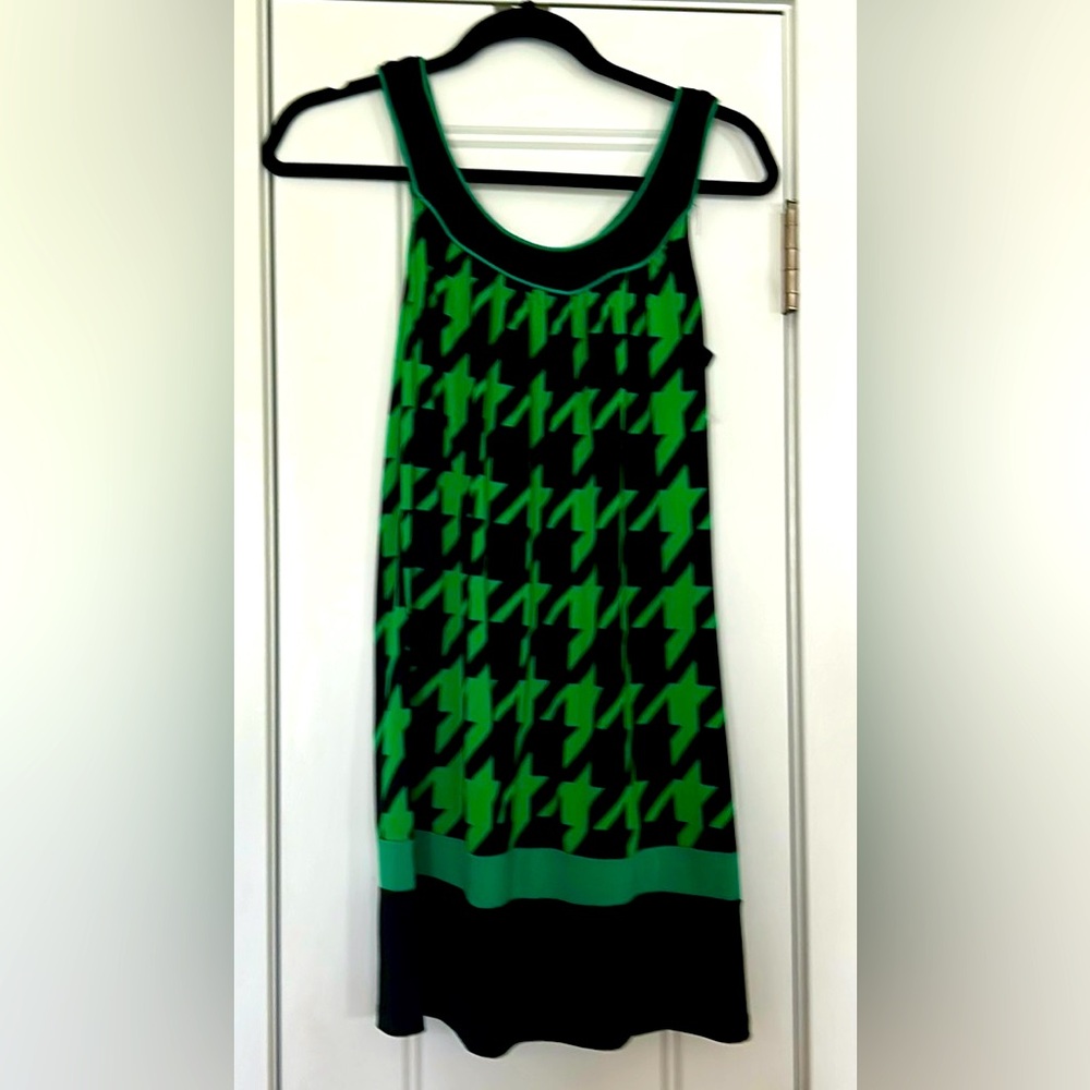 Rampage Y2K Houndstooth Tank Dress M Black Green Like New Vintage Classic